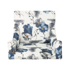 Fauteuil club haut de dossier 28 po floral beige et bleu avec pieds en bouleau