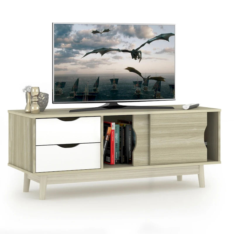 Table d'appoint en bois d'acacia avec étagère et tiroir — 76 cm H, aucun assemblage requis