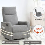 Fauteuil inclinable, pivotant à 360° avec massage et chauffage lombaire