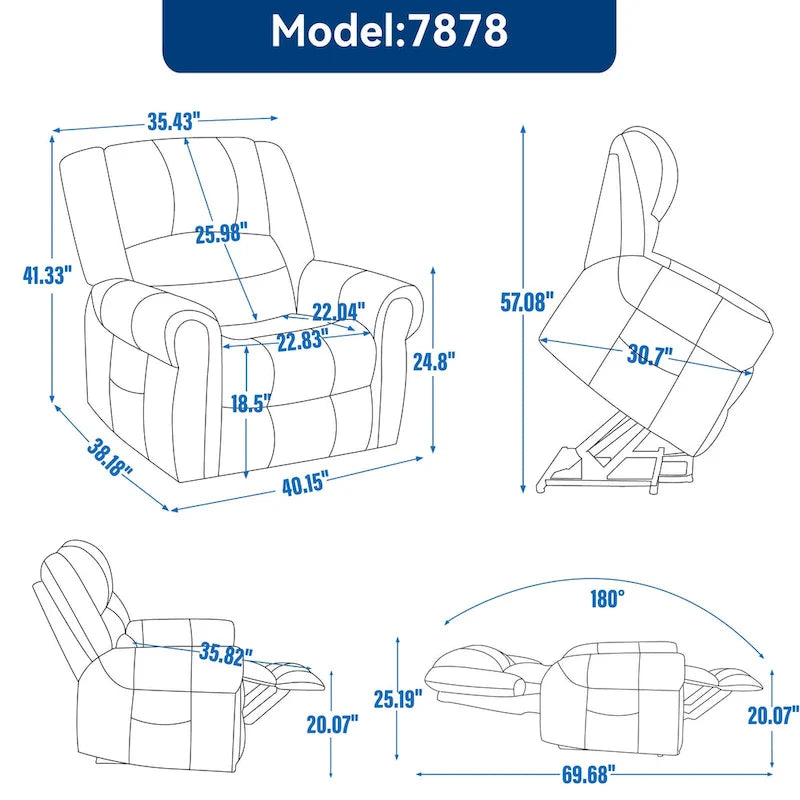 Fauteuil inclinable releveur en cuir véritable marron – Deux moteurs, massage et fonction chauffante