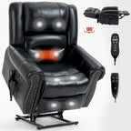 Fauteuil inclinable releveur en cuir véritable marron – Deux moteurs, massage et fonction chauffante