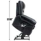 Fauteuil inclinable releveur en cuir véritable marron – Deux moteurs, massage et fonction chauffante