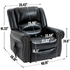 Fauteuil inclinable releveur en cuir véritable marron – Deux moteurs, massage et fonction chauffante