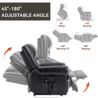 Fauteuil inclinable releveur en cuir véritable marron – Deux moteurs, massage et fonction chauffante