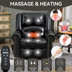 Fauteuil inclinable releveur en cuir véritable marron – Deux moteurs, massage et fonction chauffante