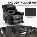 Fauteuil inclinable releveur en cuir véritable marron – Deux moteurs, massage et fonction chauffante