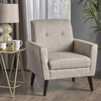Fauteuil club en tissu de style Mid-Century — capitonné, structure en bouleau, 4 couleurs