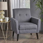 Fauteuil club en tissu de style Mid-Century — capitonné, structure en bouleau, 4 couleurs