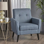 Fauteuil club en tissu de style Mid-Century — capitonné, structure en bouleau, 4 couleurs