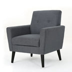 Fauteuil club en tissu de style Mid-Century — capitonné, structure en bouleau, 4 couleurs