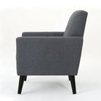 Fauteuil club en tissu de style Mid-Century — capitonné, structure en bouleau, 4 couleurs
