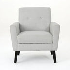 Fauteuil club en tissu de style Mid-Century — capitonné, structure en bouleau, 4 couleurs