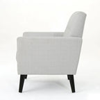 Fauteuil club en tissu de style Mid-Century — capitonné, structure en bouleau, 4 couleurs