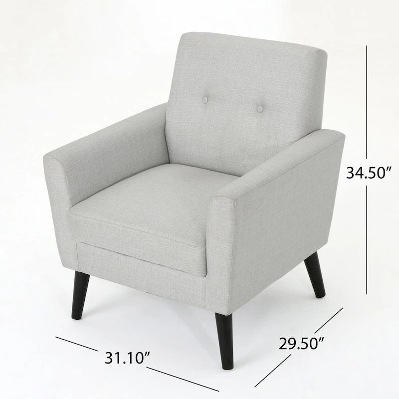 Fauteuil club en tissu de style Mid-Century — capitonné, structure en bouleau, 4 couleurs