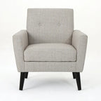 Fauteuil club en tissu de style Mid-Century — capitonné, structure en bouleau, 4 couleurs