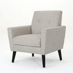 Fauteuil club en tissu de style Mid-Century — capitonné, structure en bouleau, 4 couleurs