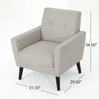 Fauteuil club en tissu de style Mid-Century — capitonné, structure en bouleau, 4 couleurs