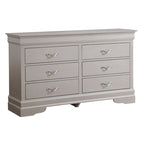 Commode transitionnelle à 6 tiroirs — Poignées chromées, accents faux cristal, 150 cm l.
