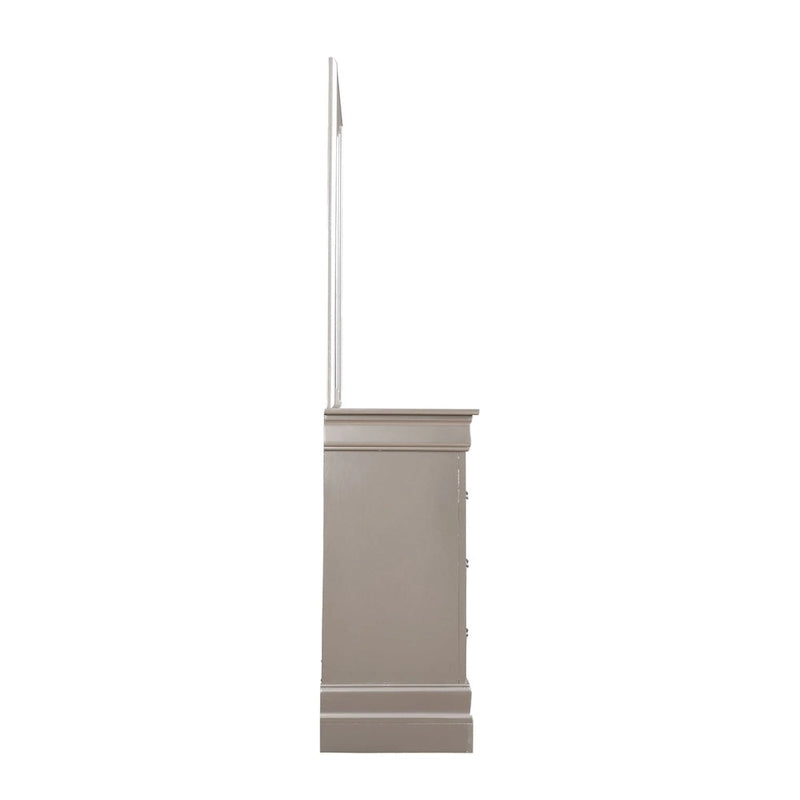 Commode transitionnelle à 6 tiroirs — Poignées chromées, accents faux cristal, 150 cm l.