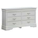 Commode transitionnelle à 6 tiroirs — Poignées chromées, accents faux cristal, 150 cm l.