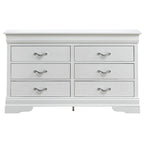 Commode transitionnelle à 6 tiroirs — Poignées chromées, accents faux cristal, 150 cm l.