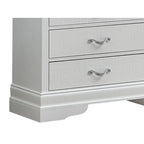 Commode transitionnelle à 6 tiroirs — Poignées chromées, accents faux cristal, 150 cm l.