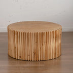 Table basse cylindrique de style rétro avec motif en relief texturé vertical