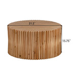 Table basse cylindrique de style rétro avec motif en relief texturé vertical