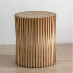 Table basse cylindrique de style rétro avec motif en relief texturé vertical