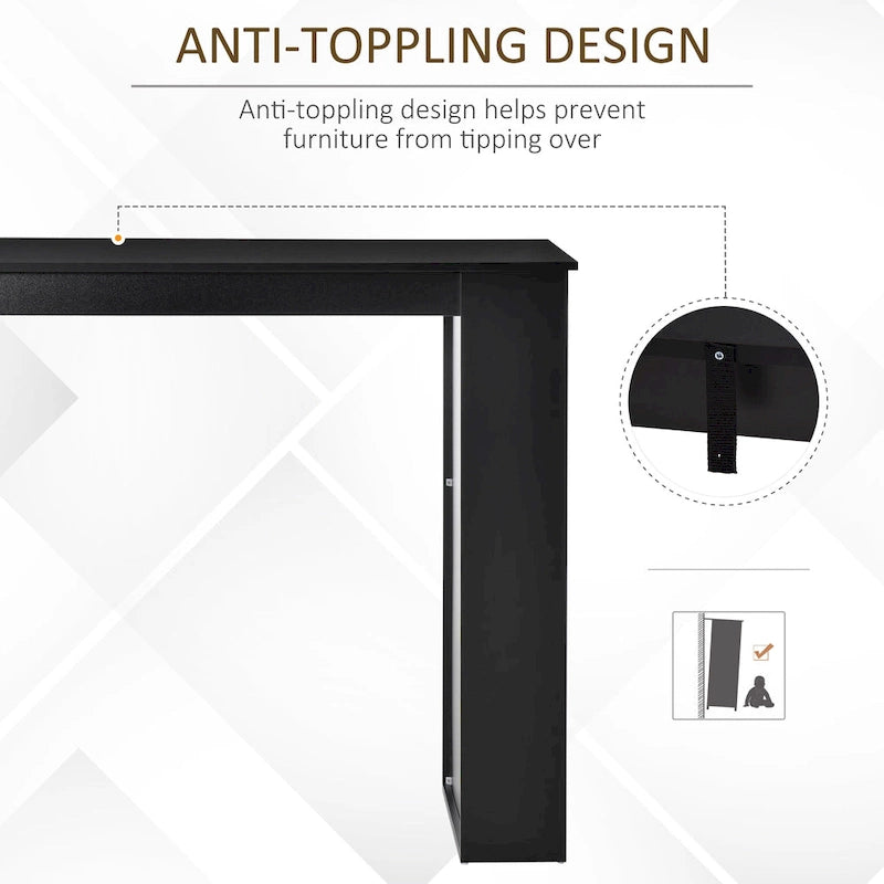 Bureau technologique avec 4 ports USB et tiroir — Structure en A en pin, 124 cm L