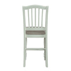 Lot de 2 tabourets de comptoir à lattes blanches — Bois d'hévéa, Assise en lin gris