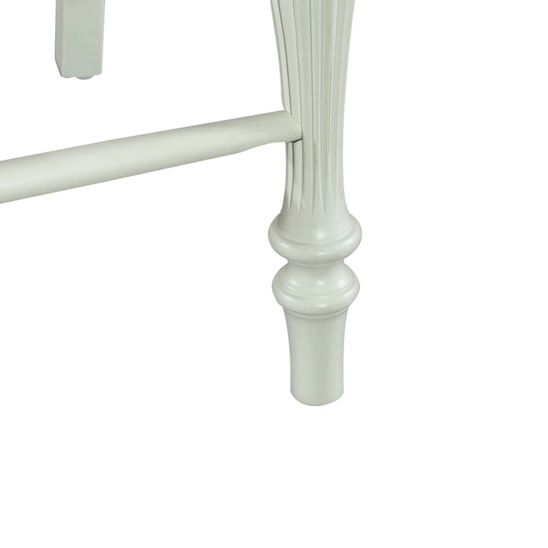 Lot de 2 tabourets de comptoir à lattes blanches — Bois d'hévéa, Assise en lin gris
