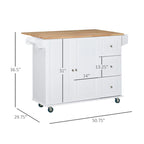 Îlot de cuisine mobile avec rangement — Porte-torchons et porte-épices, 3 tiroirs, roulettes verrouillables