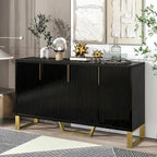 Buffet de cuisine moderne – 4 portes, étagères réglables, pieds dorés