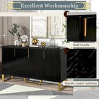Buffet de cuisine moderne – 4 portes, étagères réglables, pieds dorés