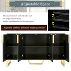 Buffet de cuisine moderne – 4 portes, étagères réglables, pieds dorés
