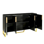 Buffet de cuisine moderne – 4 portes, étagères réglables, pieds dorés