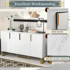 Buffet de cuisine moderne – 4 portes, étagères réglables, pieds dorés