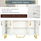 Buffet de cuisine moderne – 4 portes, étagères réglables, pieds dorés
