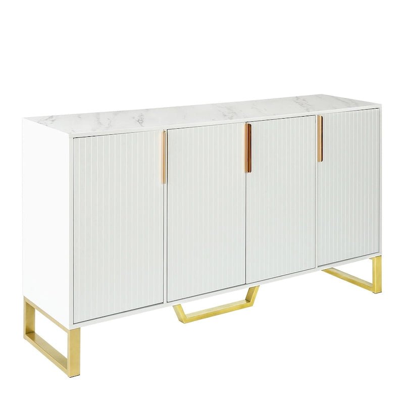 Buffet de cuisine moderne – 4 portes, étagères réglables, pieds dorés