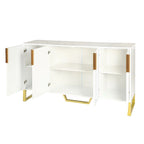 Buffet de cuisine moderne – 4 portes, étagères réglables, pieds dorés