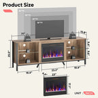 Meubles TV avec cheminée pour téléviseurs de 75 pouces Meuble TV console de divertissement de jeu - 71 pouces