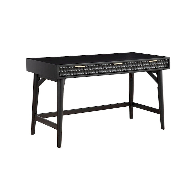 Grand bureau de direction — Perle noire, placage acajou, ferrures dorées, 132 cm L