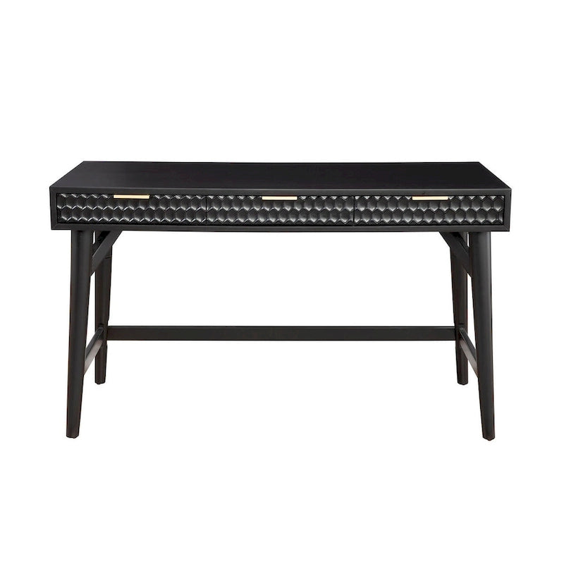 Grand bureau de direction — Perle noire, placage acajou, ferrures dorées, 132 cm L