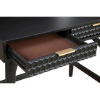Grand bureau de direction — Perle noire, placage acajou, ferrures dorées, 132 cm L