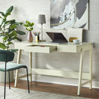 Bureau technologique intégré avec 4 ports USB et tiroir — Piétement en pin en A, 124 cm L