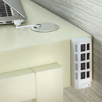 Bureau technologique intégré avec 4 ports USB et tiroir — Piétement en pin en A, 124 cm L