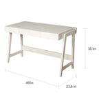 Bureau technologique intégré avec 4 ports USB et tiroir — Piétement en pin en A, 124 cm L