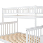 Lit superposé avec escalier de rangement, deux places en haut et grand lit en bas, gris