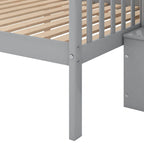 Lit superposé avec escalier de rangement, deux places en haut et grand lit en bas, gris